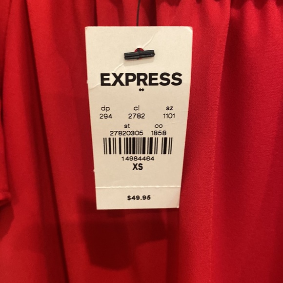 SOLD: Express Red Off the Shoulder Flowy Dress - Picture 2 of 5